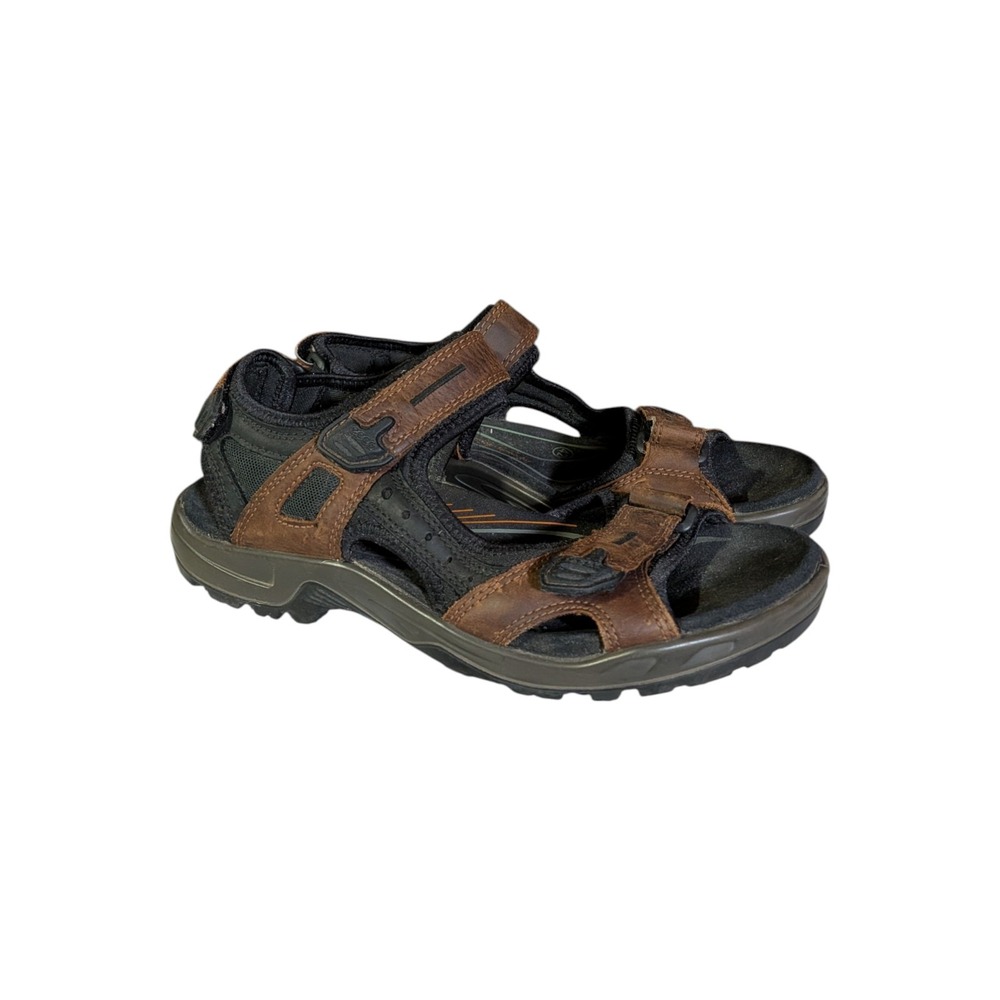 Ecco Yucatan Sandals Mens Size 9 Casual Hiking Gorpcore Leather Brown Strap Hike